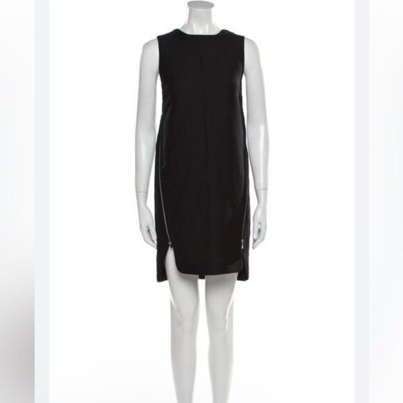 Robert Rodriguez shift mini dress/tunic Black Sleeveless Silver Side Zippers 6 - Picture 1 of 11